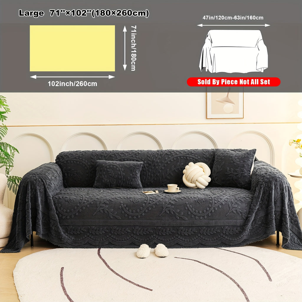 Housse de canapé en velours jacquard d'esprit bohème, mise en situation