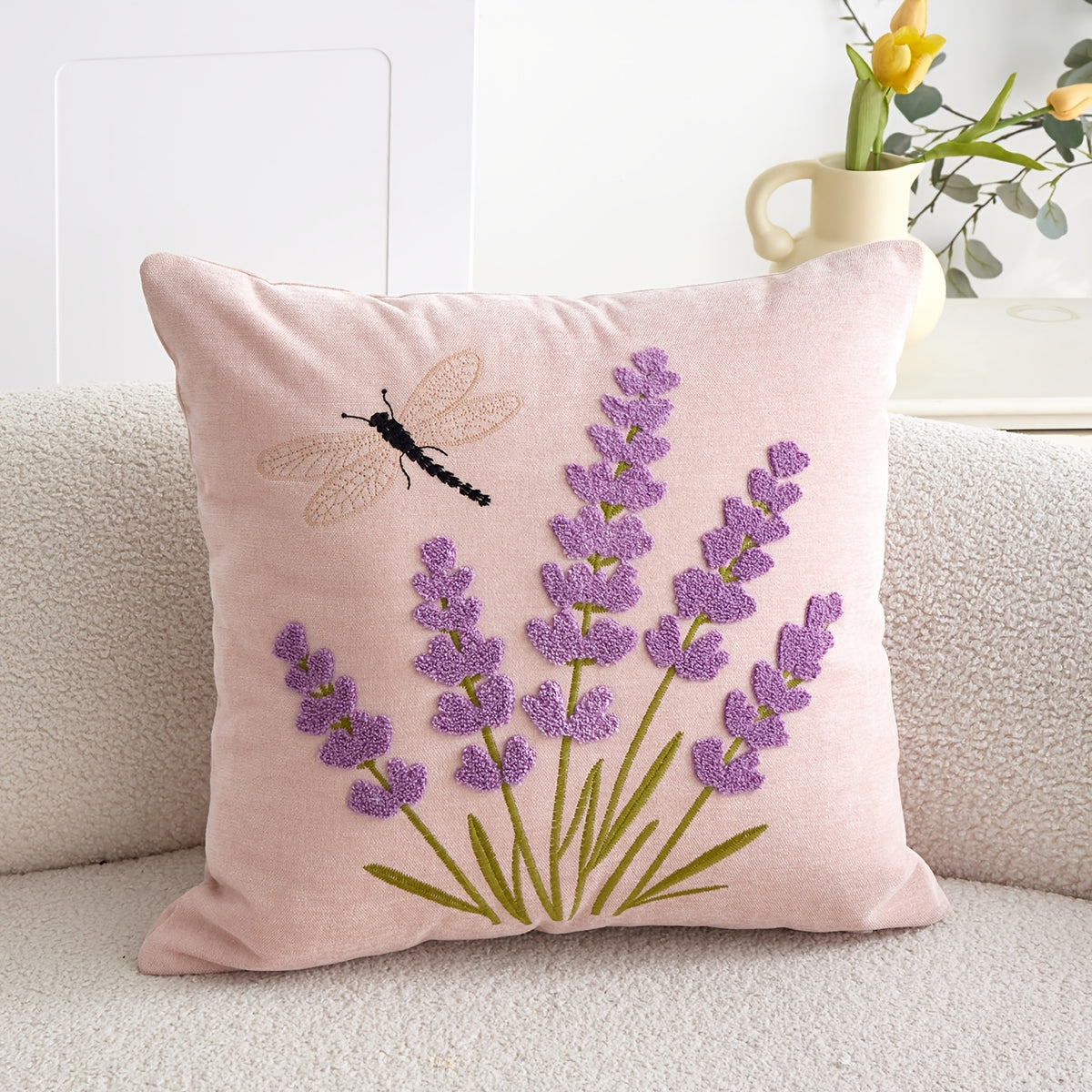 Housse de coussin en chenille à fermeture éclair, vue d'ensemble