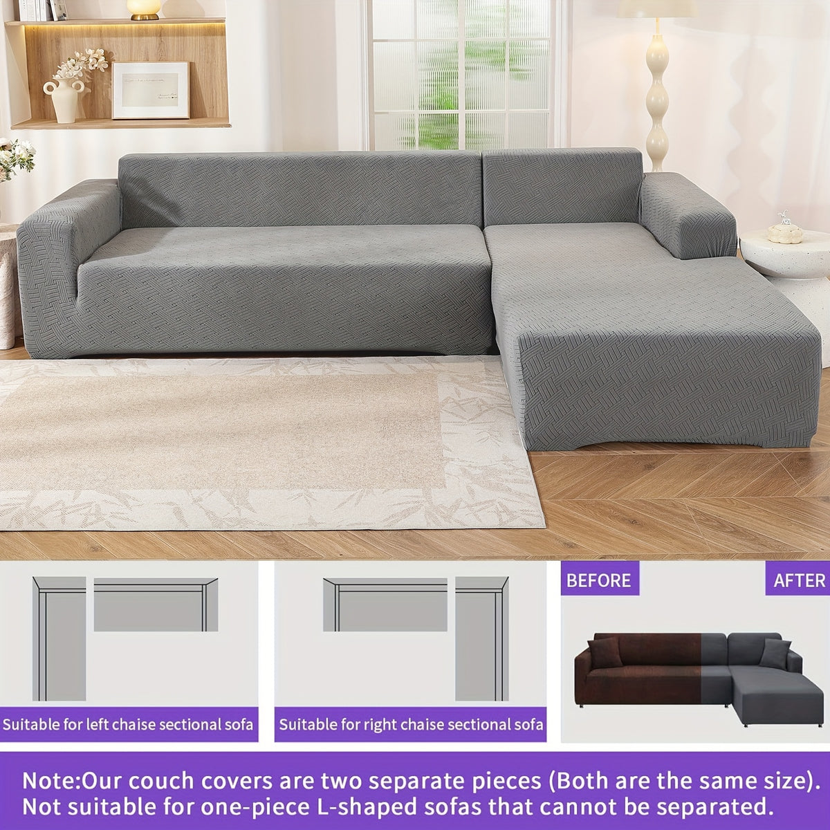 Housse de canapé extensible en polaire jacquard pour canapé d'angle, gros plan sur le tissu