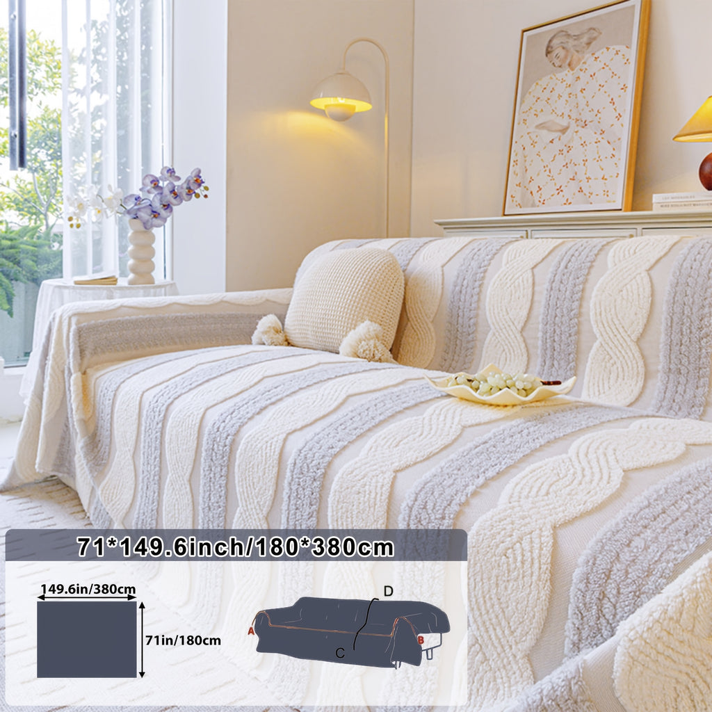 Housse de canapé épaisse en velours jacquard anti-griffes, vue de dos