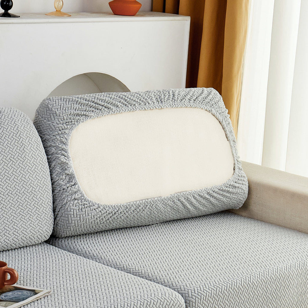 Housse de coussin extensible en polaire jacquard, gros plan sur le tissu