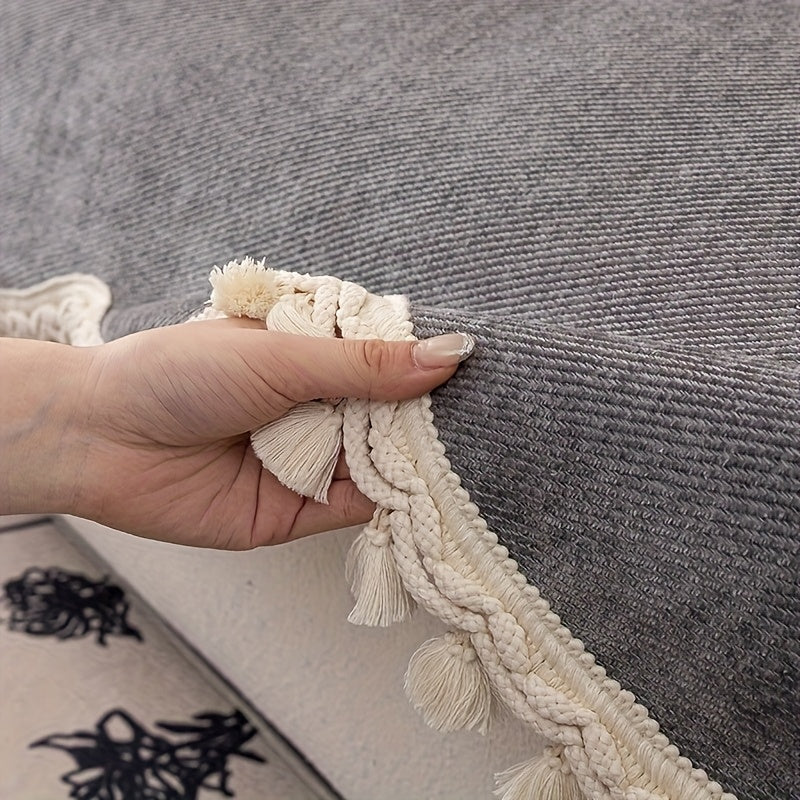 Housse de canapé en chenille en fils teints à volants, autre coloris