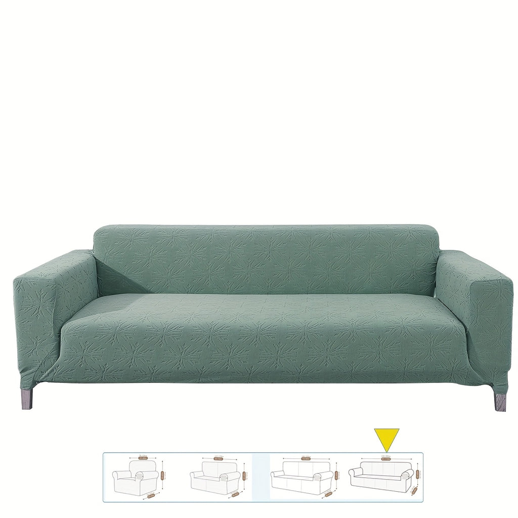 Housse de canapé épaisse extensible en polaire jacquard anti-griffes, vue de dos