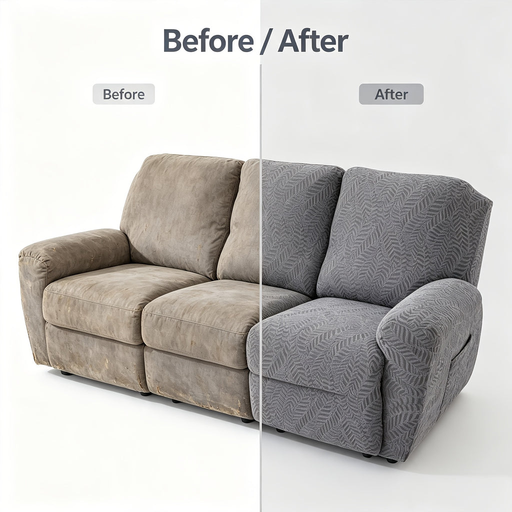 Housse de fauteuil extensible en polaire jacquard anti-griffes, mise en situation