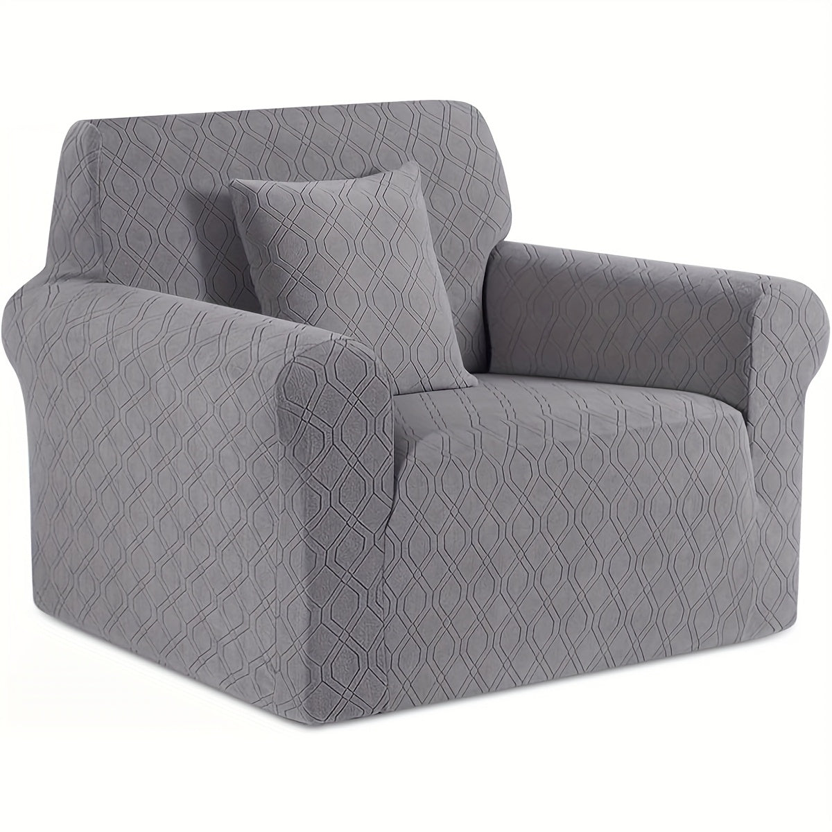 Housse de canapé épaisse extensible en polaire jacquard à housses séparées, vue d'ensemble