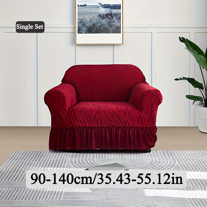 Housse de canapé extensible en jacquard, mise en situation