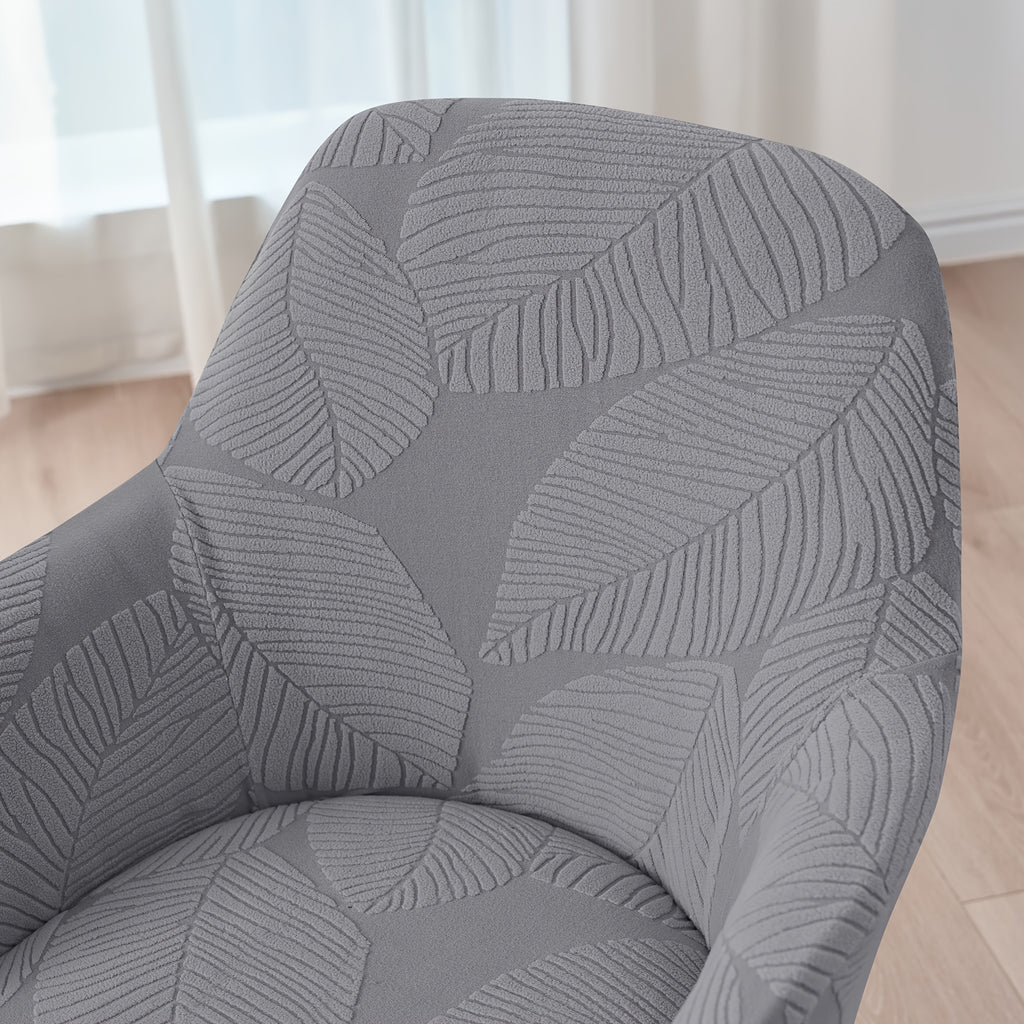 Housse de fauteuil extensible en polaire jacquard à motif feuillage, visuel produit