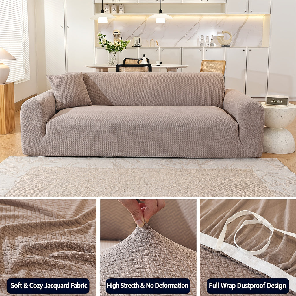 Housse de canapé extensible en polaire jacquard, compatible fauteuil, canapé deux places, canapé trois places
