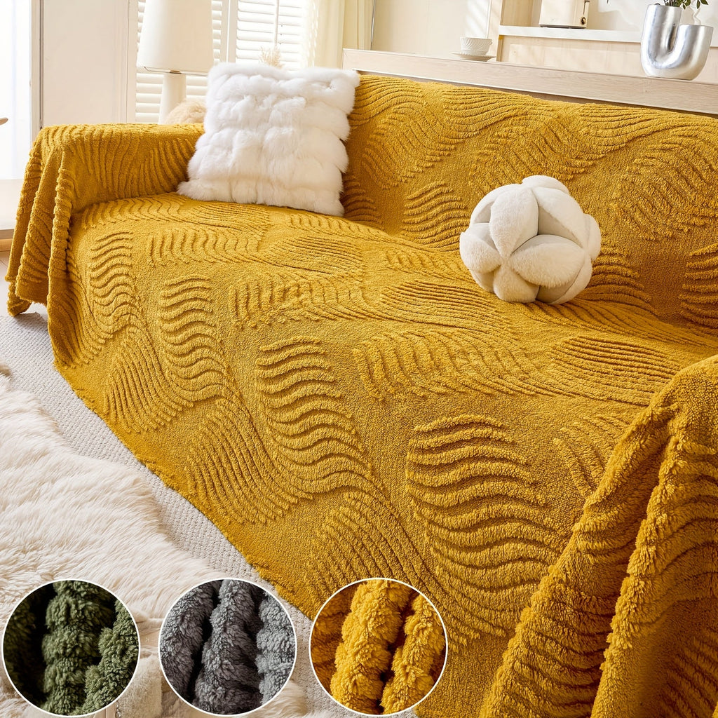 Housse de canapé en velours peluche uni, vue d'ensemble