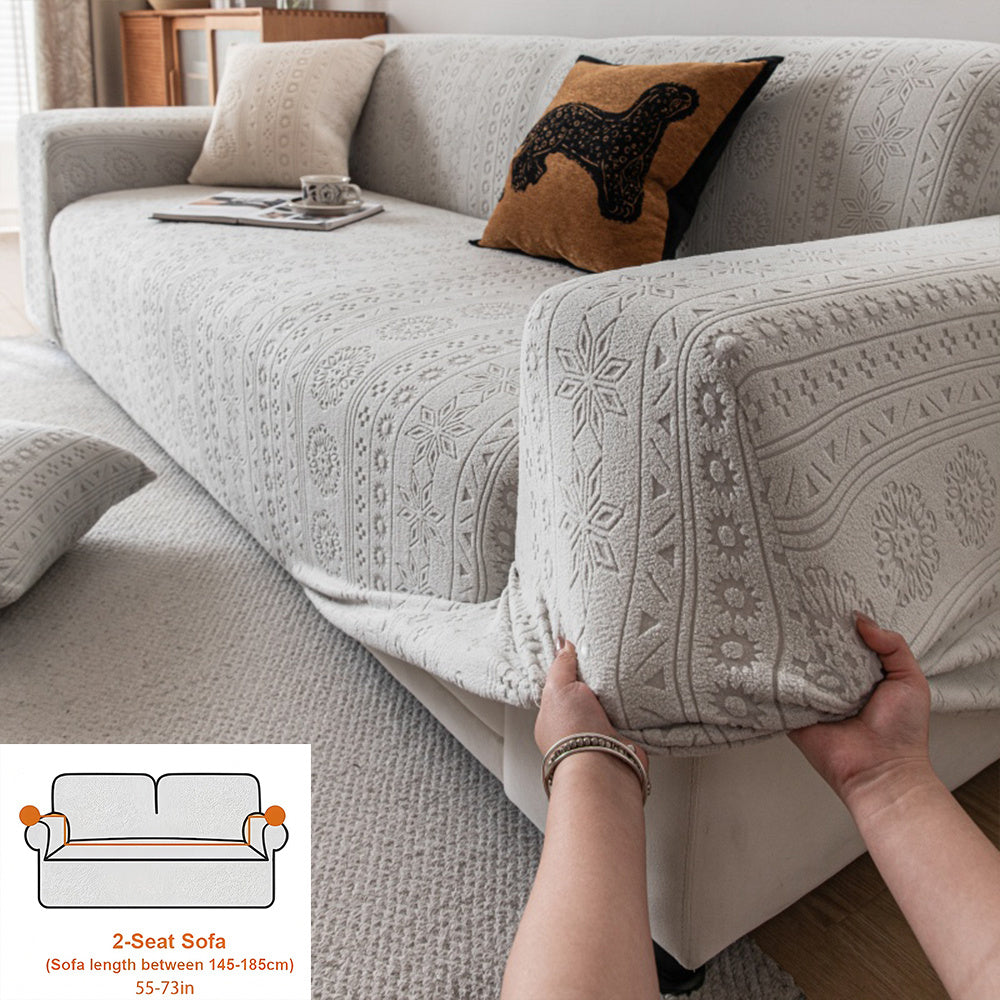 Housse de canapé en polaire jacquard à motif bohème, vue de dos