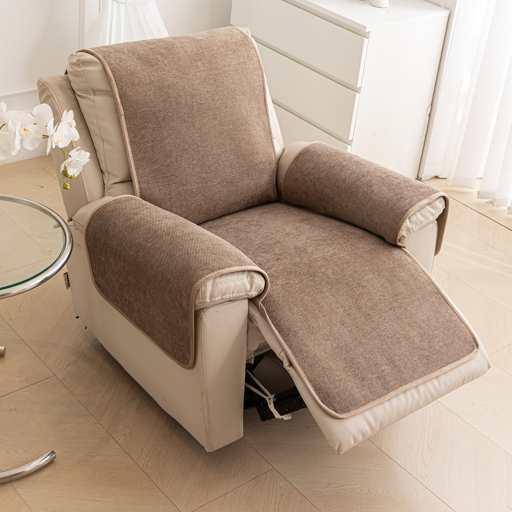 Housse de canapé en chenille antidérapante pour fauteuil, gros plan sur le tissu