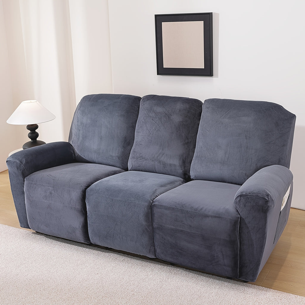 Housse de canapé extensible en velours à housses séparées, vue de dos