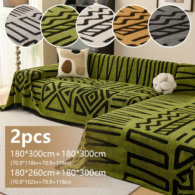 Housse de canapé en peluche antidérapante pour canapé d'angle, détail de la finition