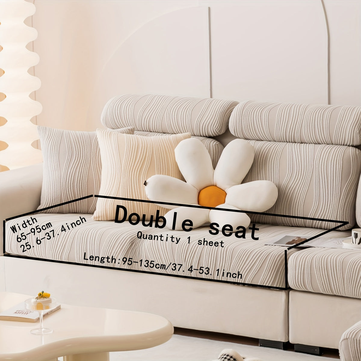 Housse de canapé extensible en polaire antidérapante à housses séparées, visuel produit