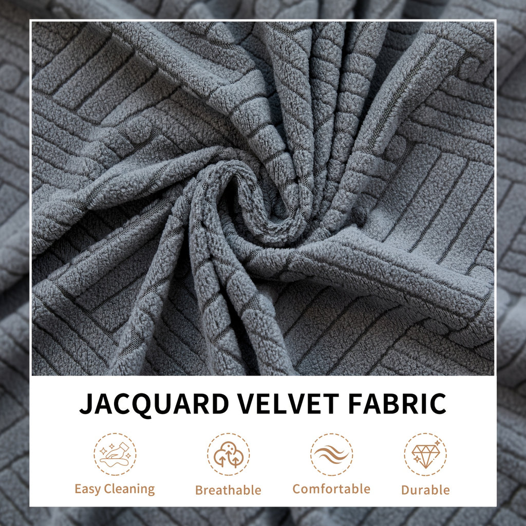 Housse de canapé épaisse extensible en polaire jacquard, mise en situation