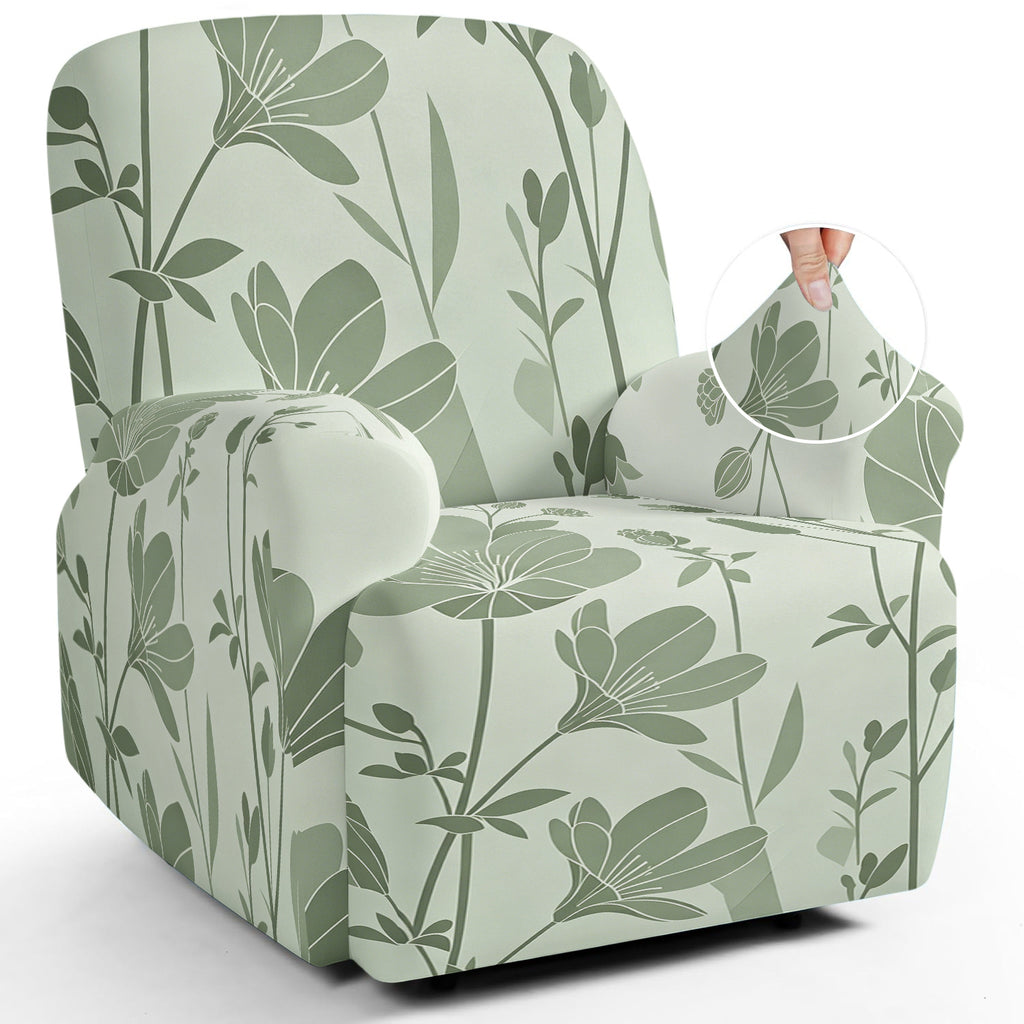 Housse de canapé extensible en fibre de lait imprimée à motif fleuri au rendu, mise en situation