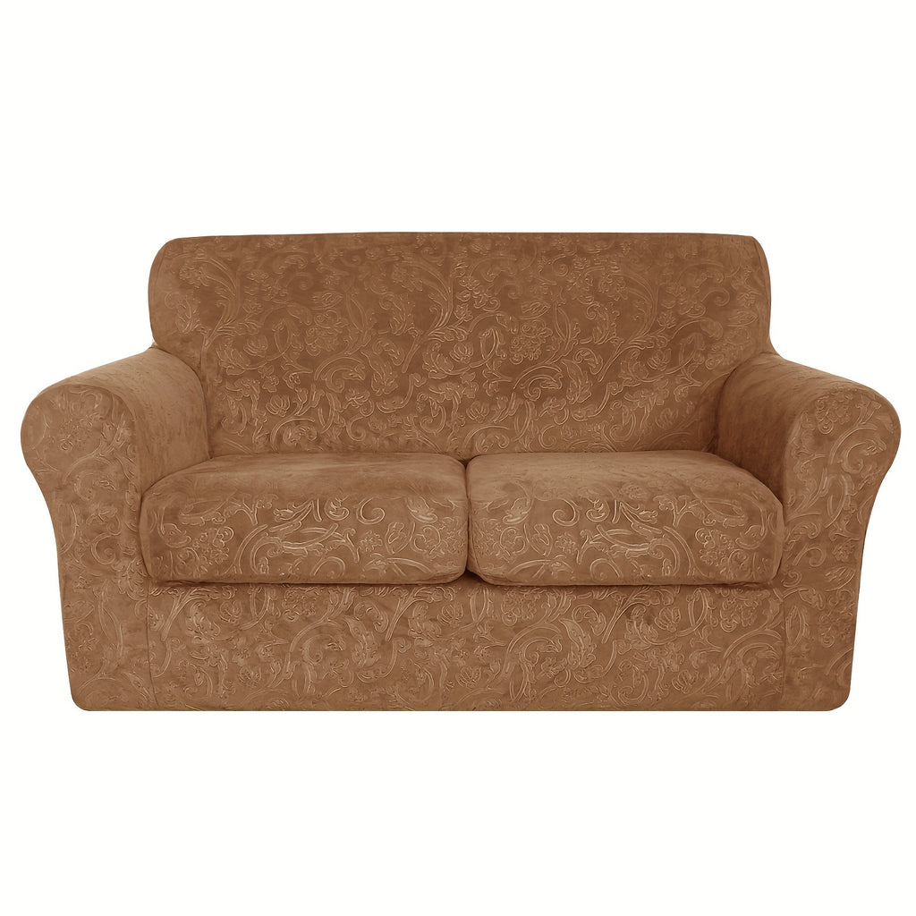 Housse de canapé extensible en polaire jacquard antidérapante à housses, détail de l'ourlet