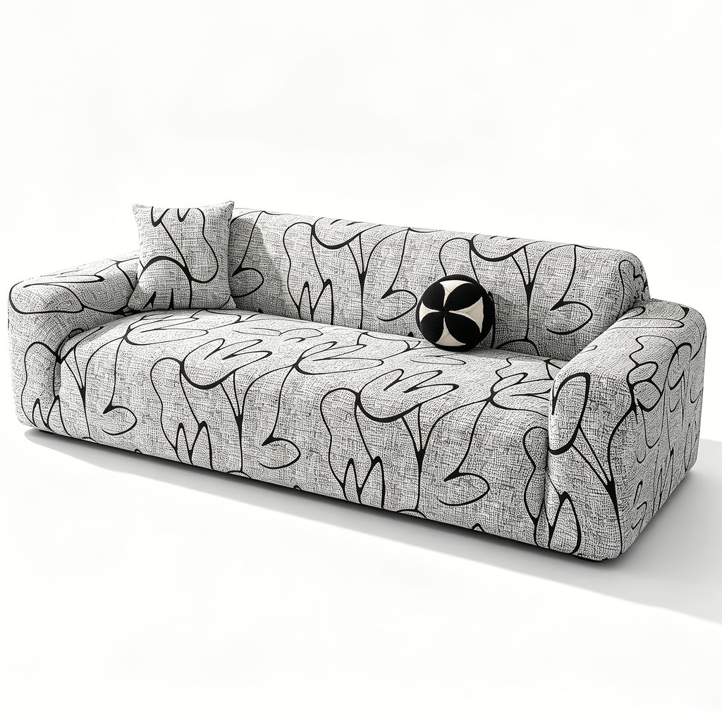 Housse de canapé extensible en fibre de lait imprimée à motif bohème, housse posée