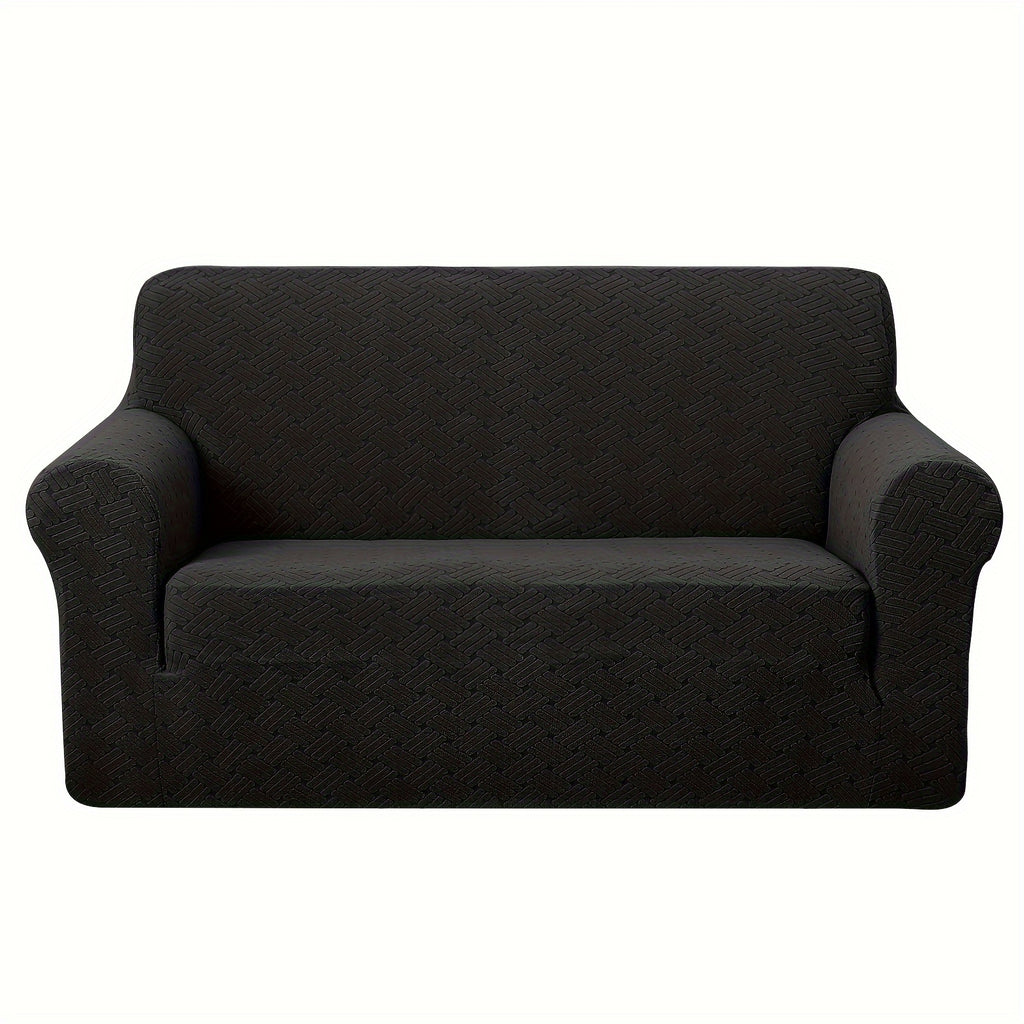 Housse de canapé épaisse extensible en polaire jacquard antidérapante, gros plan sur le tissu