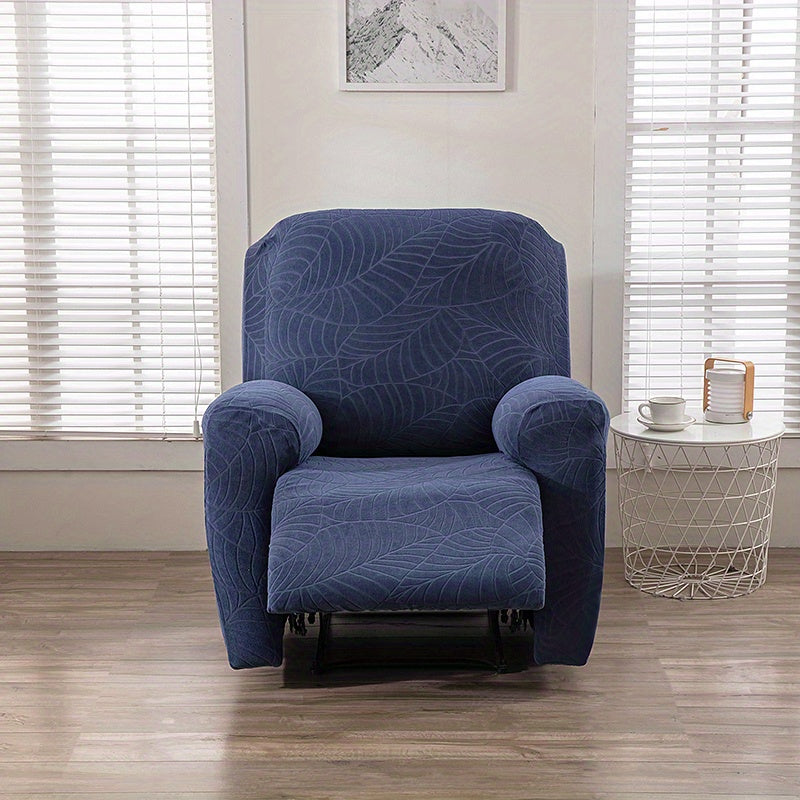 Housse de canapé épaisse extensible en polaire jacquard à motif feuillage, vue de dos