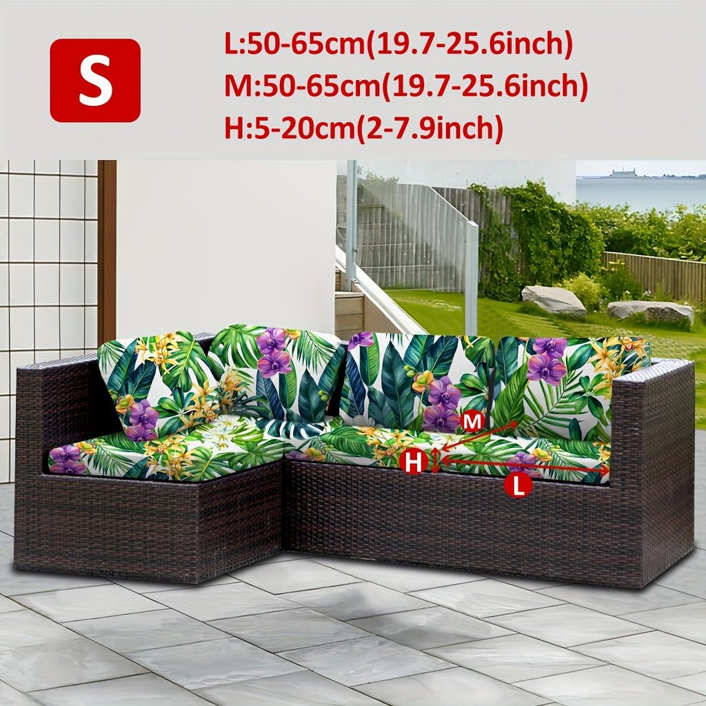Housse de canapé extensible en fibre de lait à motif tropical, vue de dos