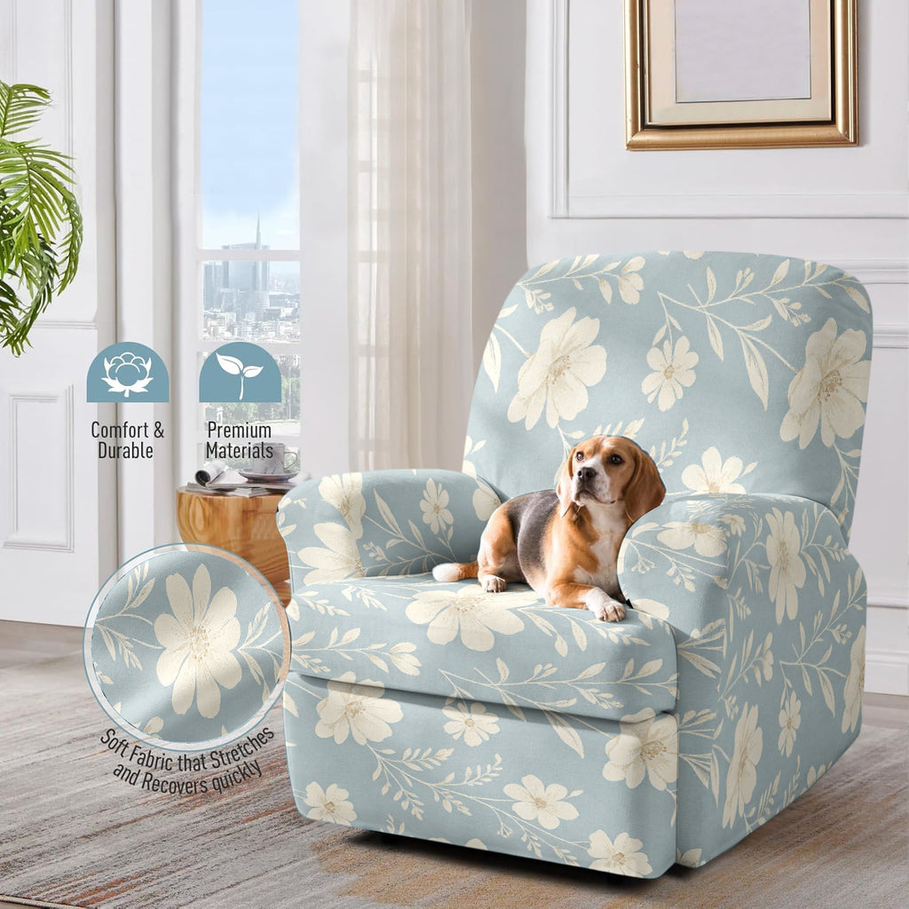 Housse de canapé extensible en fibre de lait imprimée à motif fleuri au rendu, mise en situation