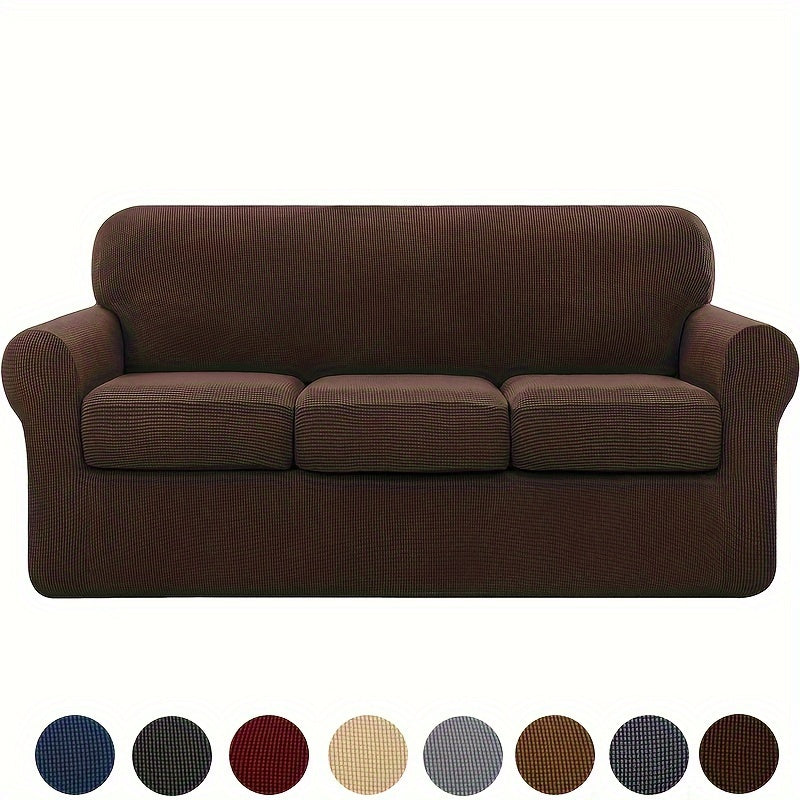 Housse de canapé épaisse extensible en polaire jacquard antidérapante, housse posée