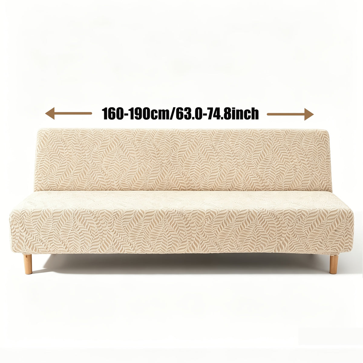 Housse de canapé extensible en polaire jacquard à rayures sans accoudoirs, vue de dos