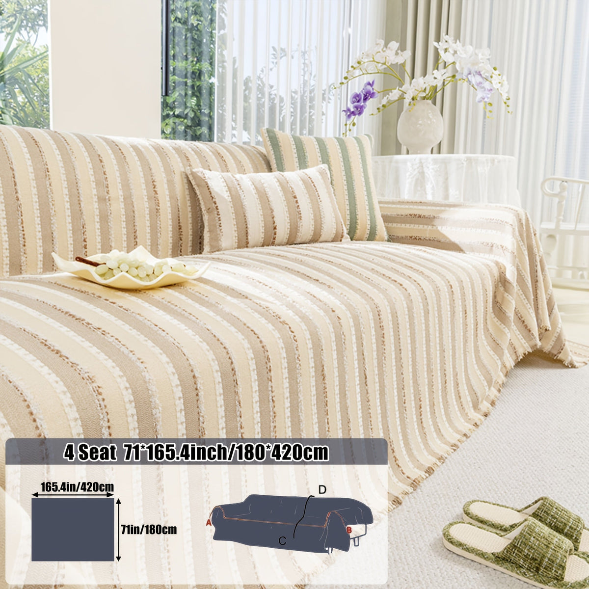 Housse de canapé, gros plan sur le tissu