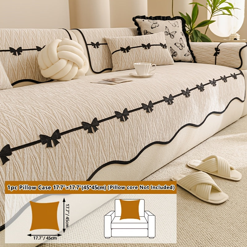 Housse de coussin en chenille en fils teints à motif vagues, visuel produit