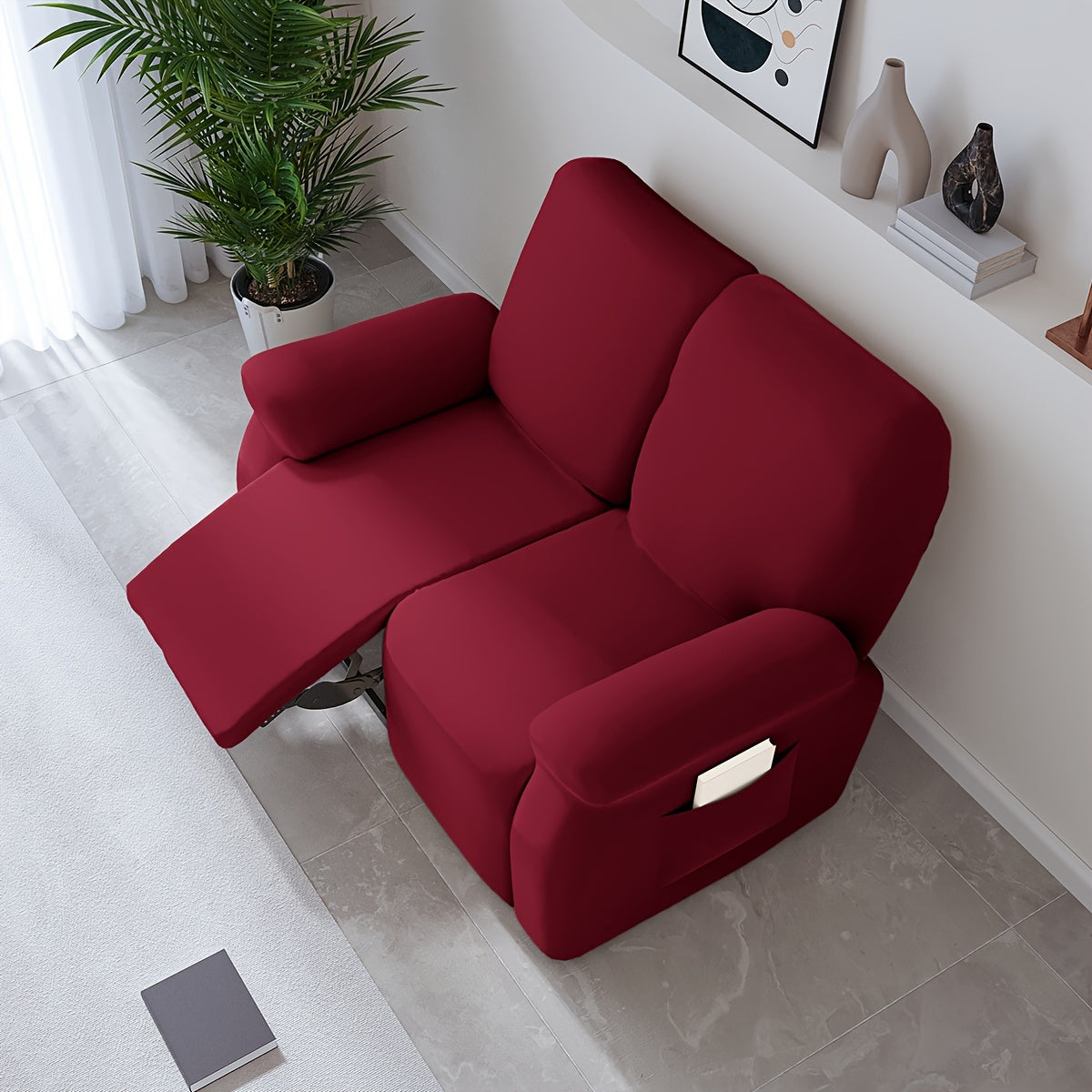 Housse de canapé extensible en fibre de lait, détail de l'ourlet