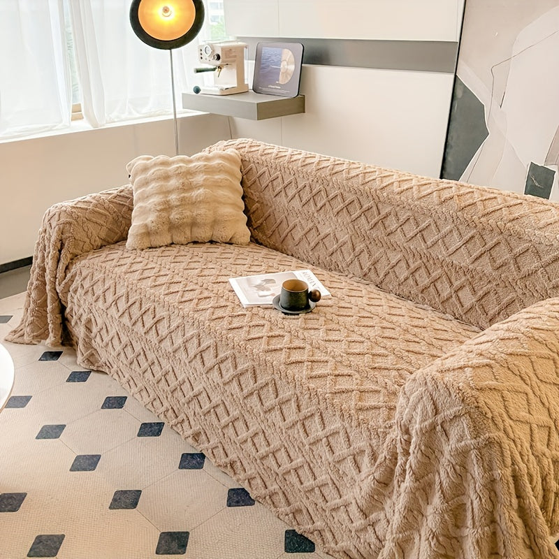 Housse de canapé épaisse en velours jacquard, détail de l'ourlet