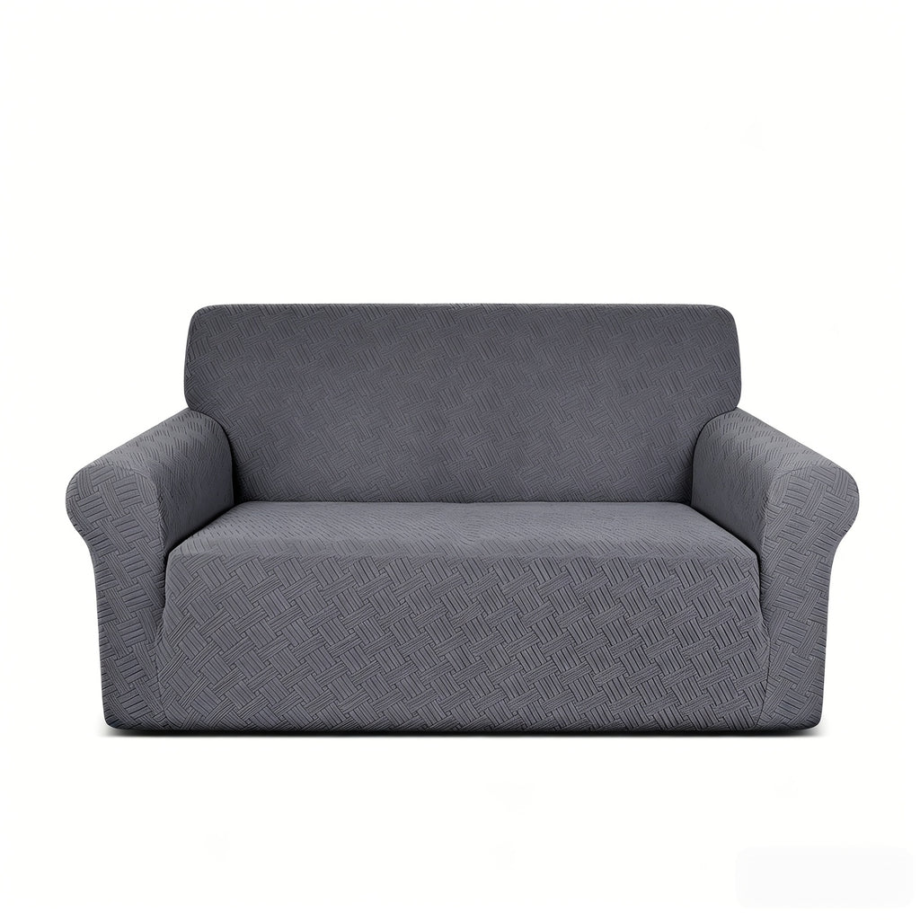 Housse de canapé extensible en polaire jacquard à rayures au rendu glamour, tissu de 200 à 250 g/m²