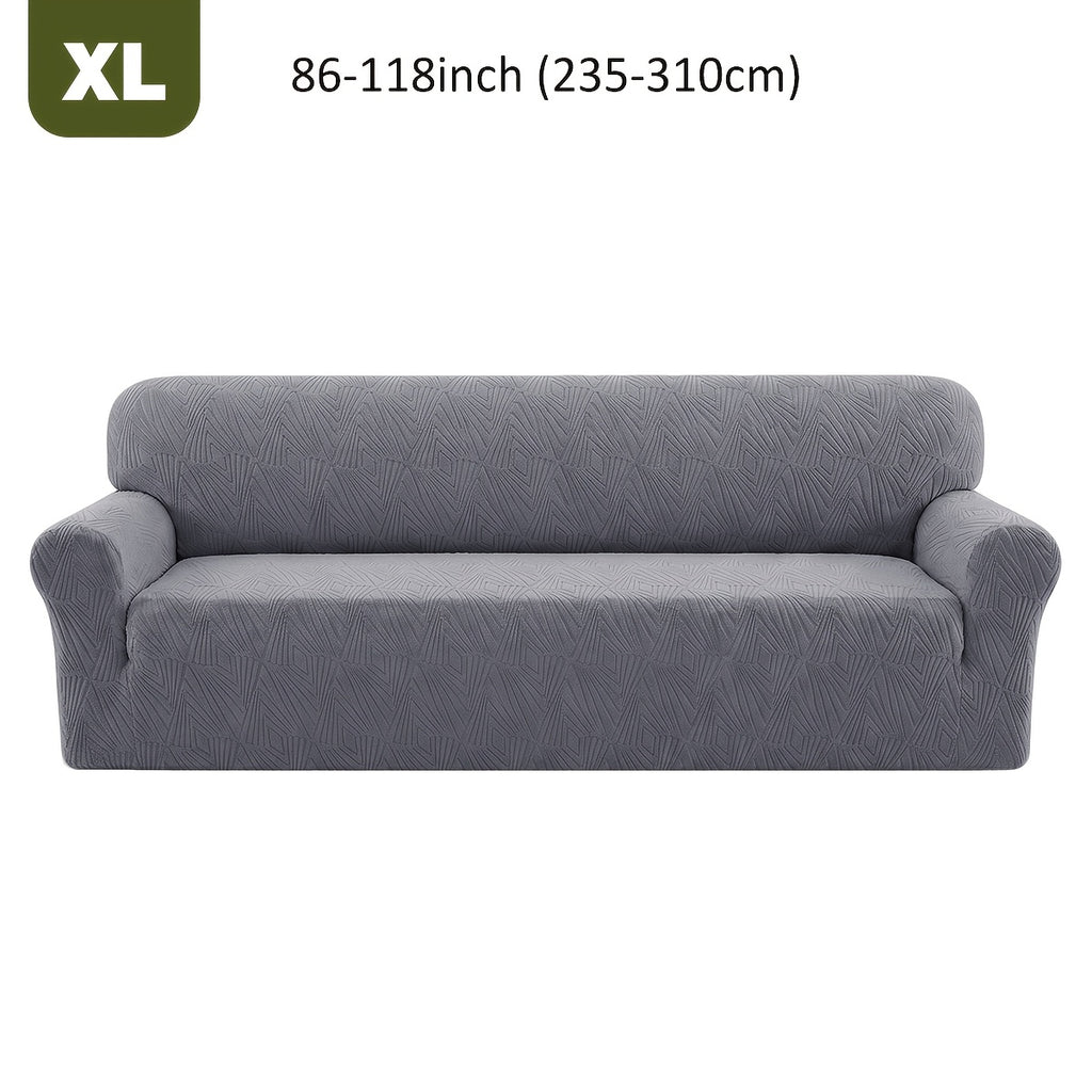 Housse de canapé extensible en polaire jacquard, mise en situation