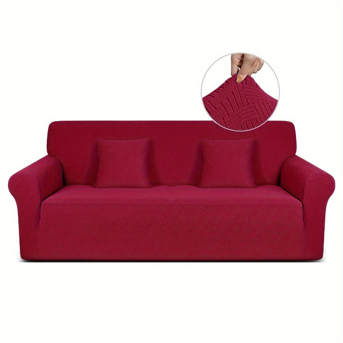 Housse de canapé épaisse extensible en polaire jacquard, mise en situation