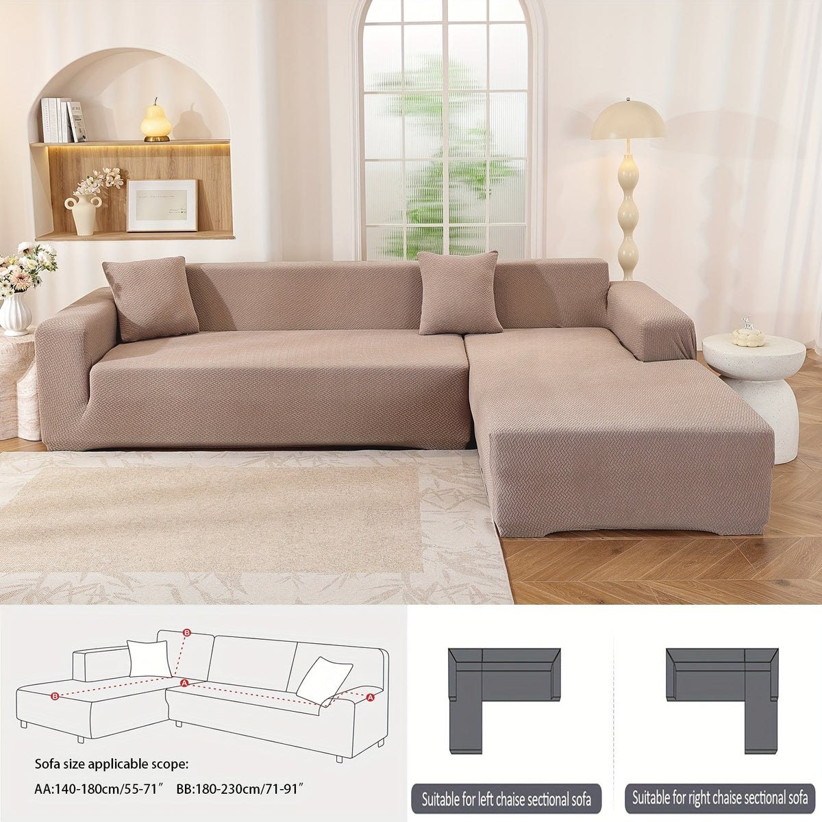 Housse de canapé extensible en polaire jacquard à housses séparées, vue de dos