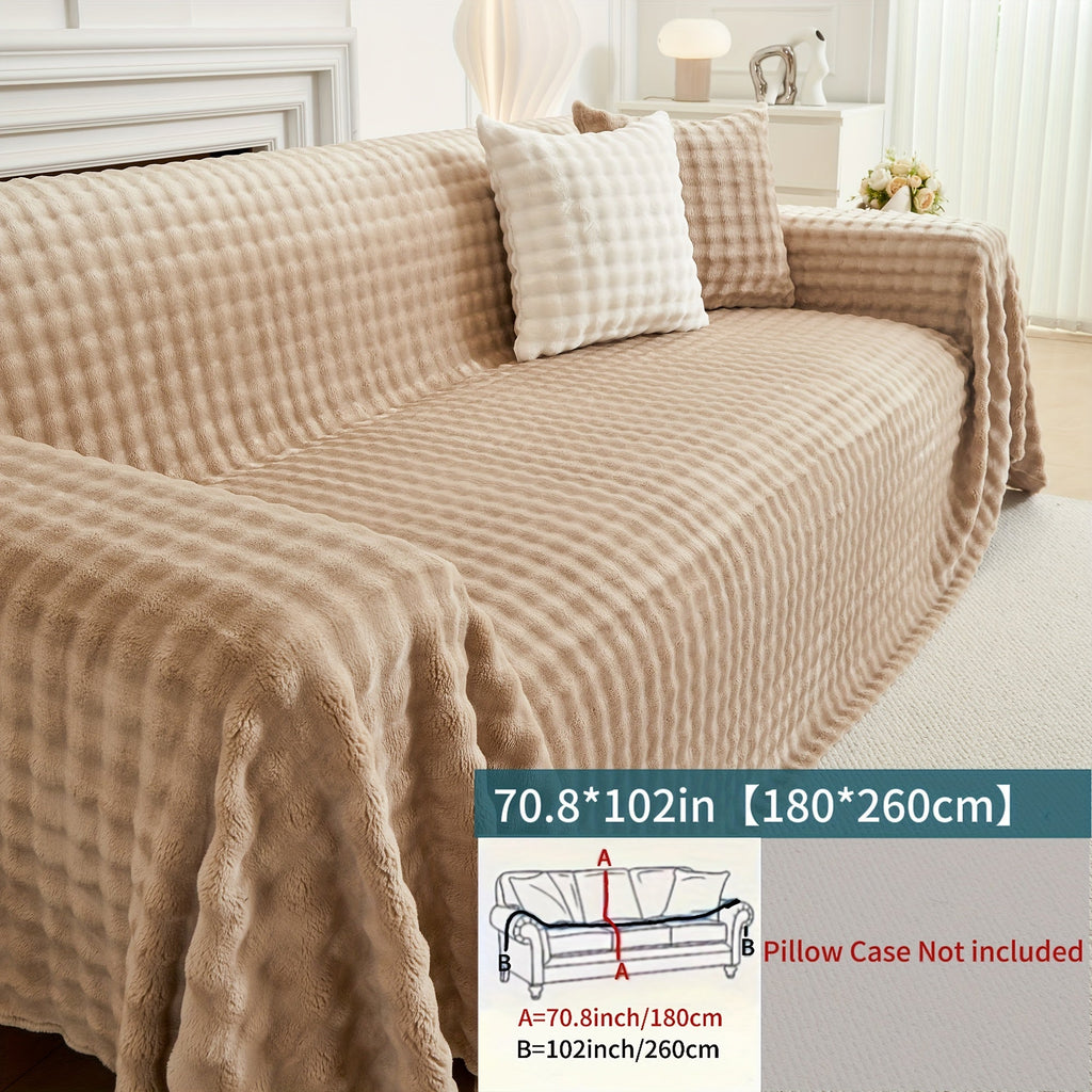 Housse de canapé en flanelle, gros plan sur le tissu