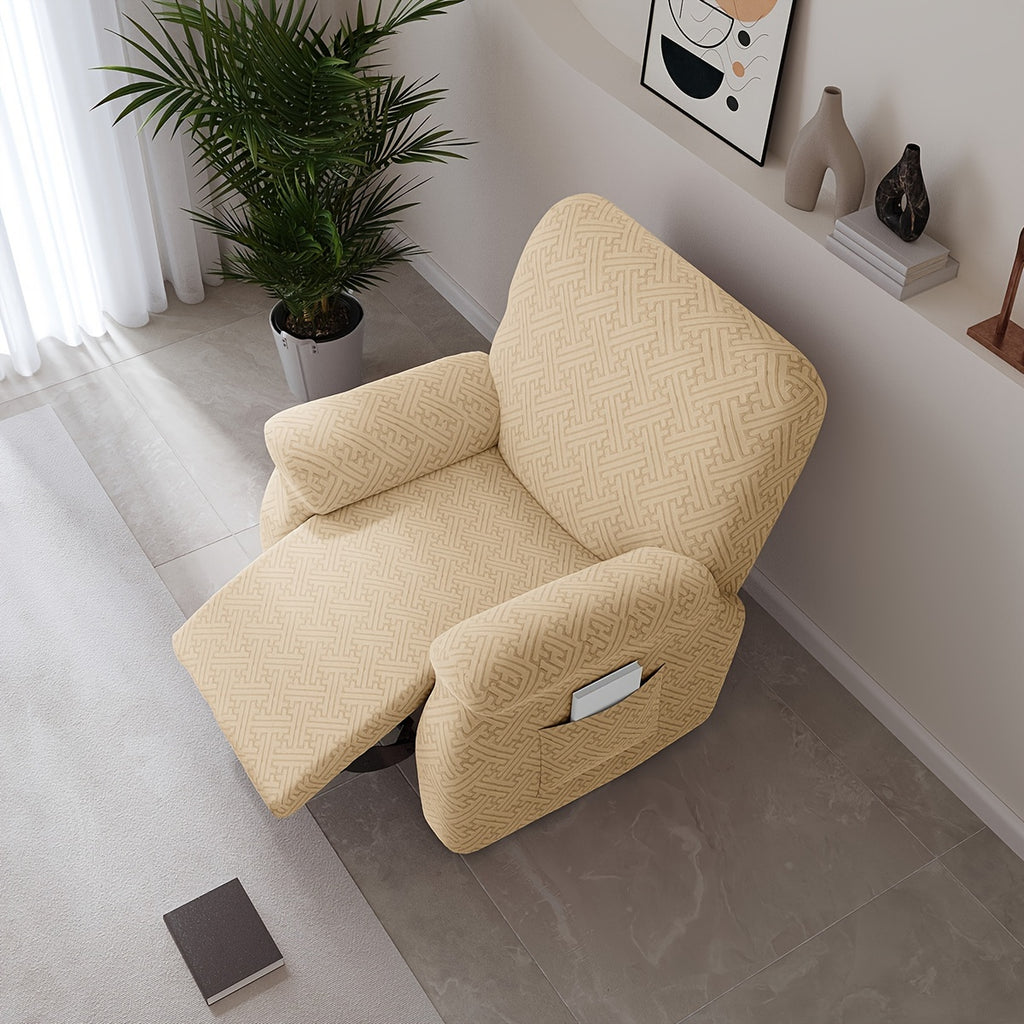 Housse de canapé extensible en polaire jacquard, vue de dos