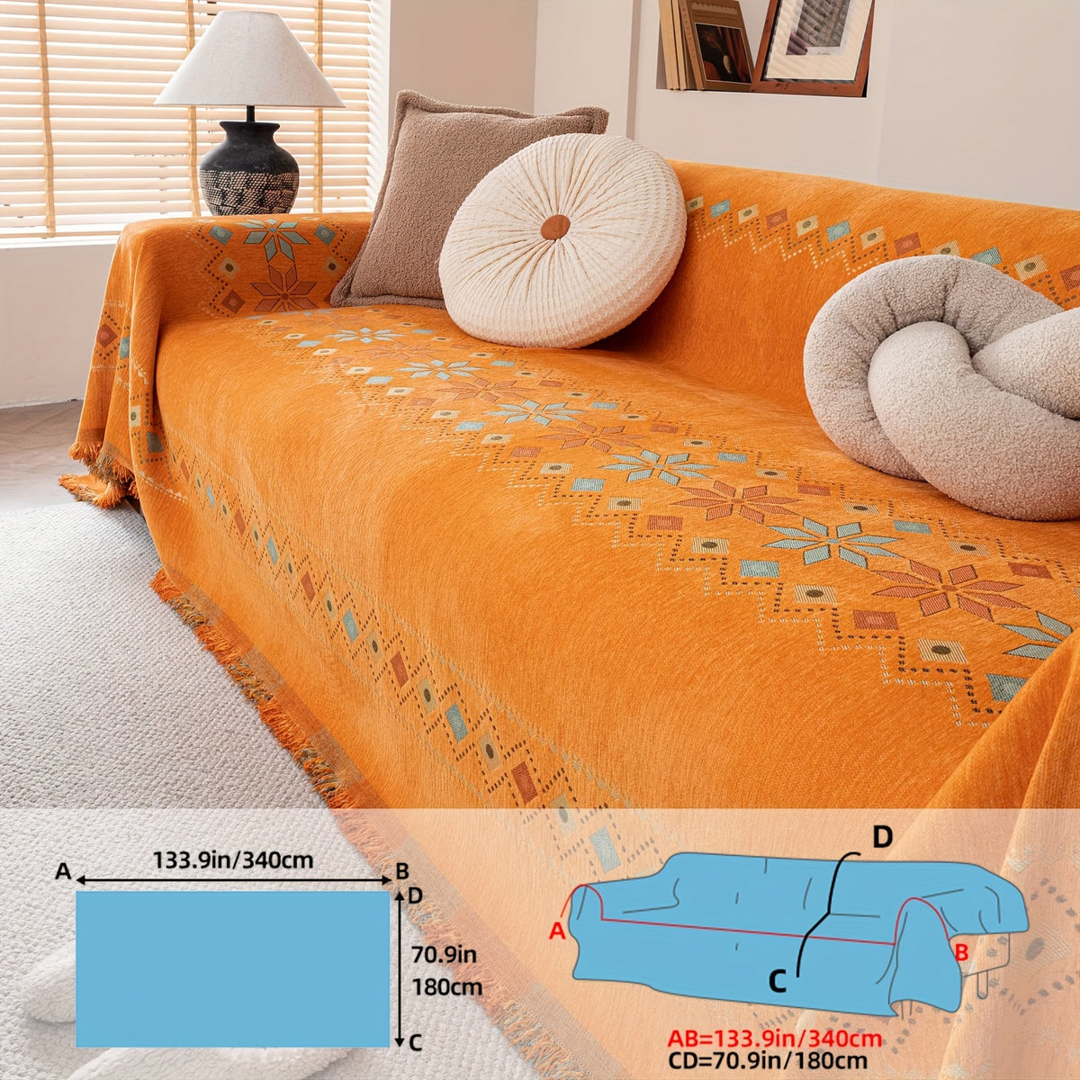 Protection de canapé en chenille jacquard antidérapante, visuel produit