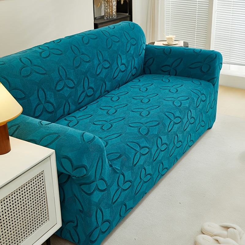Housse de canapé en jacquard à motif feuillage, vue d'ensemble