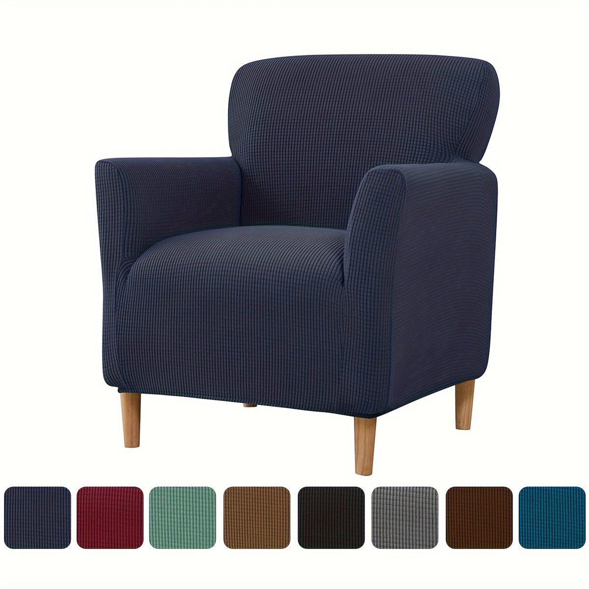 Housse de fauteuil extensible en polaire jacquard antidérapante, vue de dos