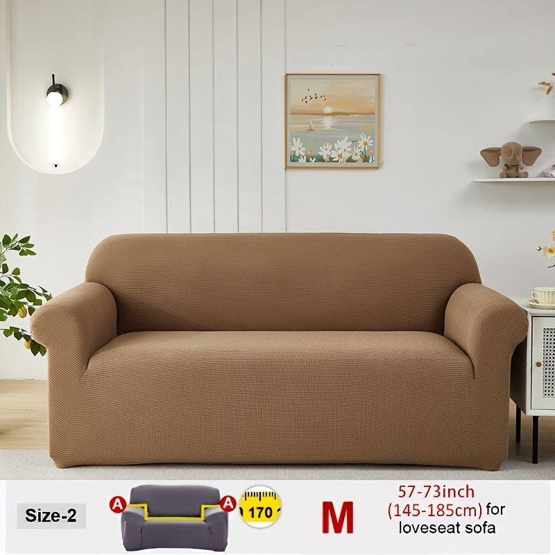 Housse de canapé extensible en velours côtelé jacquard, mise en situation