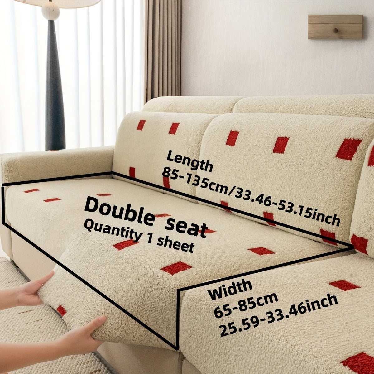 Housse de canapé extensible en velours à housses séparées au rendu glamour, vue d'ensemble