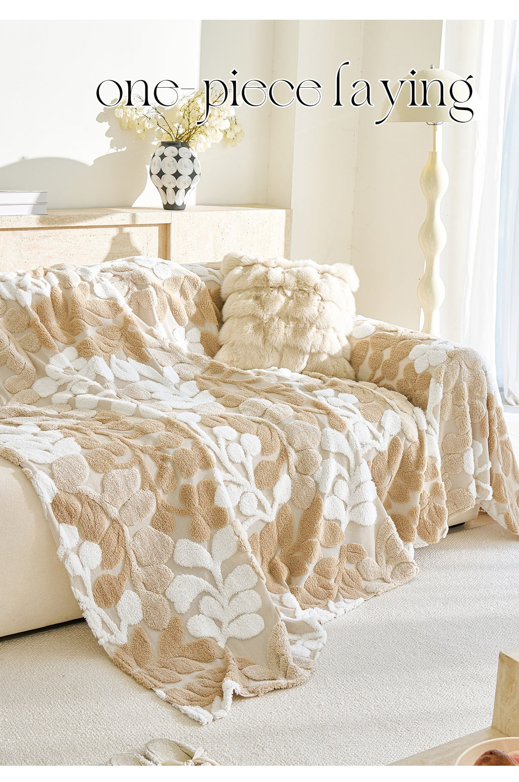 Housse de canapé épaisse en velours jacquard, mise en situation