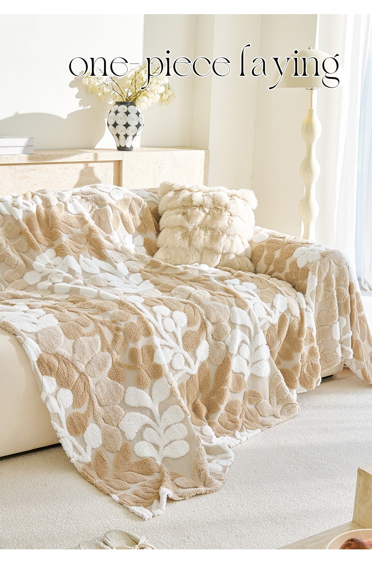 Housse de canapé épaisse en velours jacquard, mise en situation