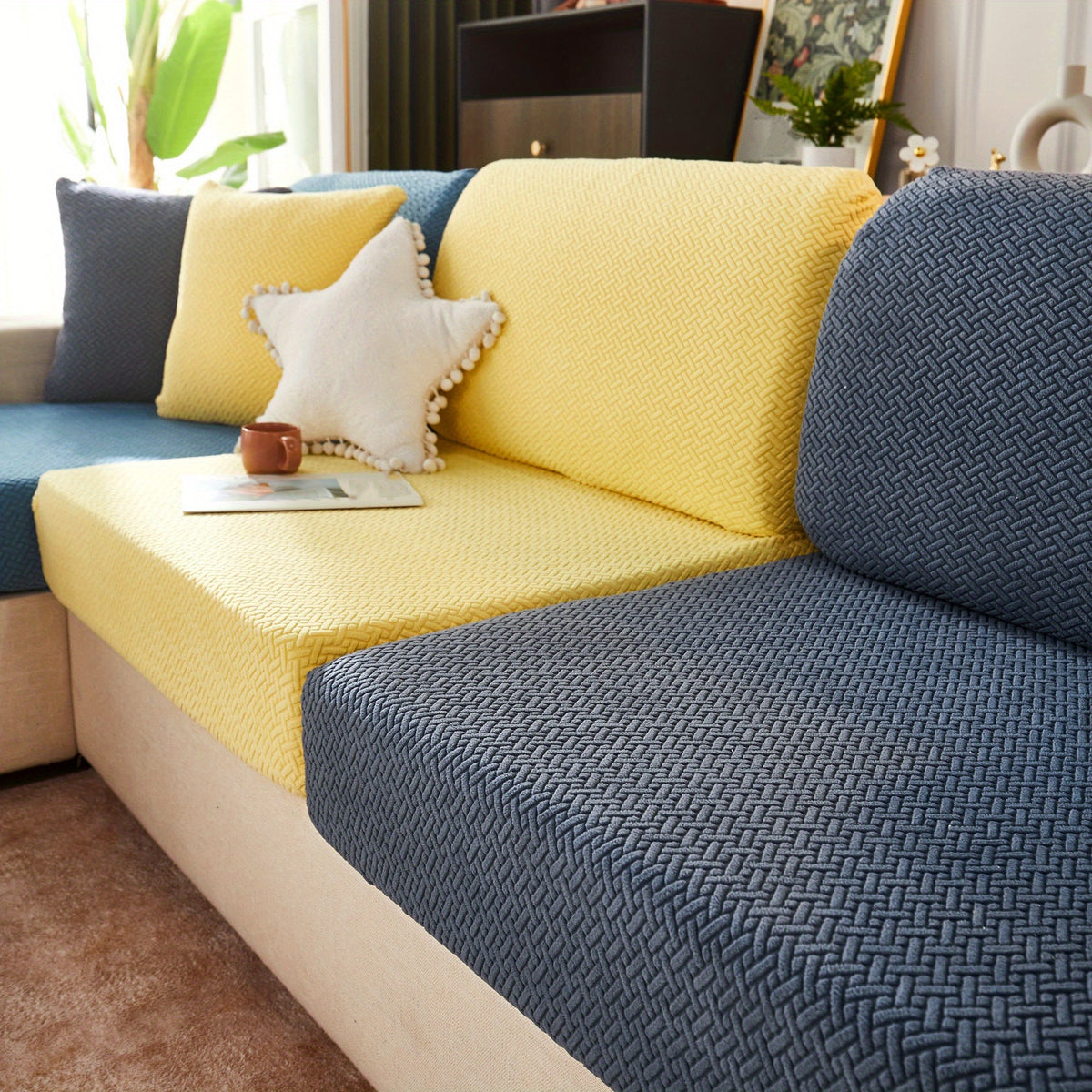 Housse de coussin extensible en polaire jacquard Image