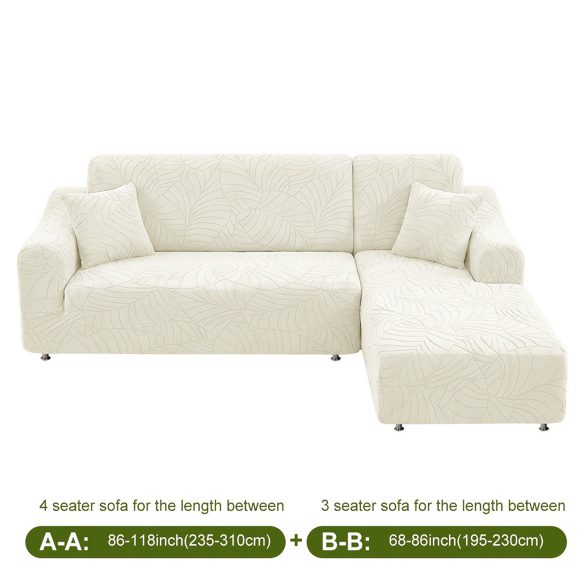 Housse de canapé extensible en polaire jacquard à motif feuillage, vue d'ensemble