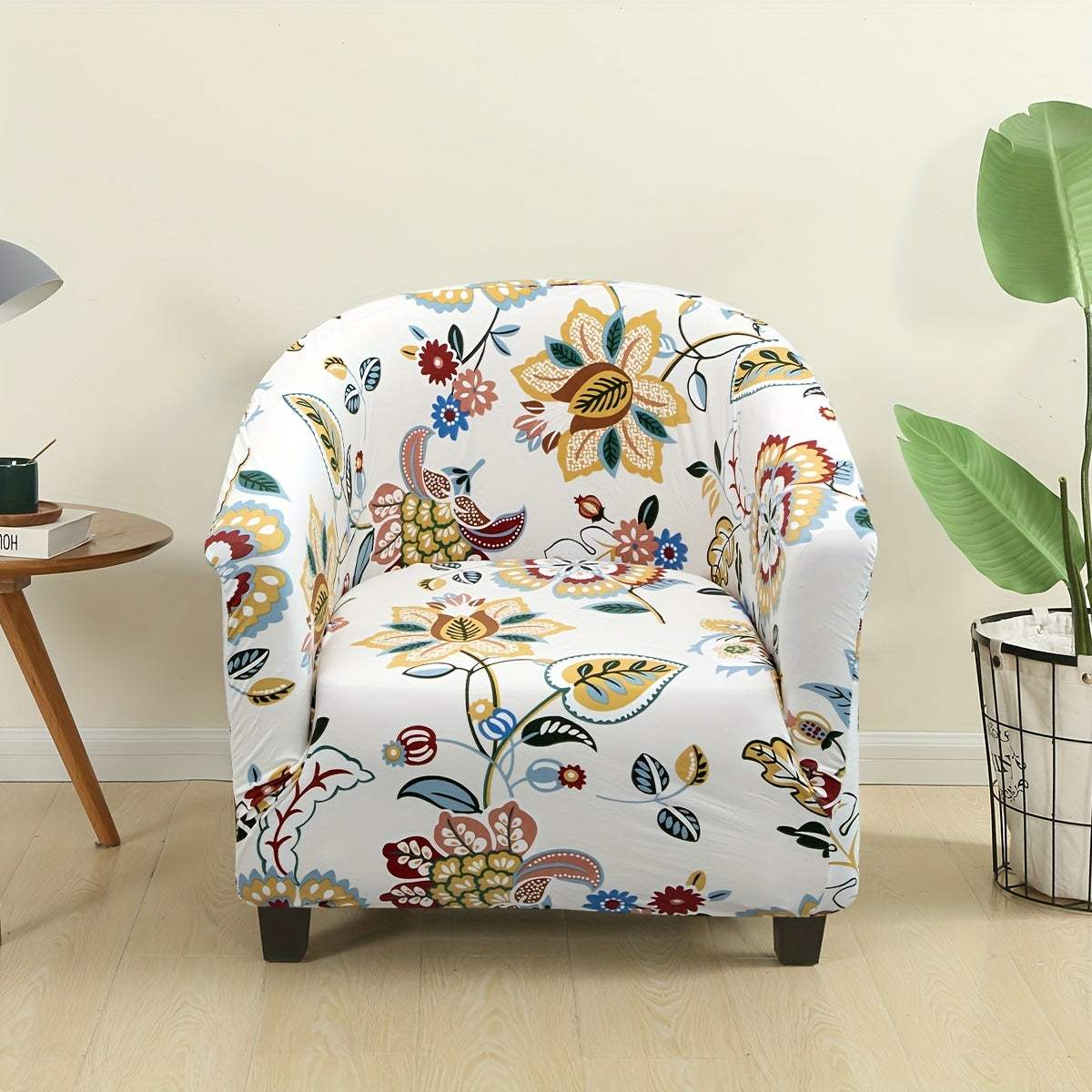 Housse de canapé extensible en polyester pour fauteuil, détail de la finition
