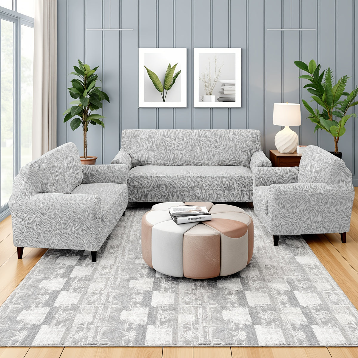 Housse de canapé extensible en polaire jacquard, gros plan sur le tissu
