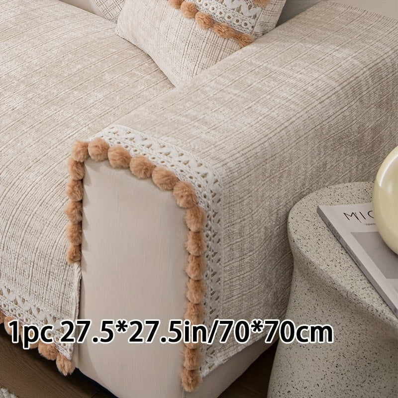 Housse de canapé en chenille en fils teints anti-griffes, mise en situation